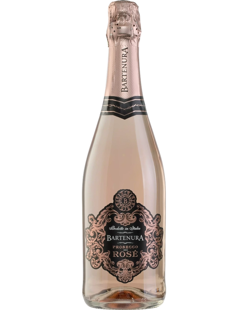 Bartenura Rosé Schaumwein in einer Flasche, feiner Rosé-Ton, ideal für festliche Anlässe, elegantes Design.
